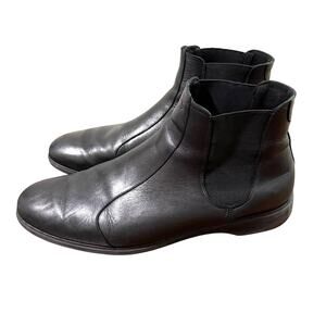 Amberjack Mens Obsidian Leather Pull On Chelsea Boots Hipster Career Black Sz 14